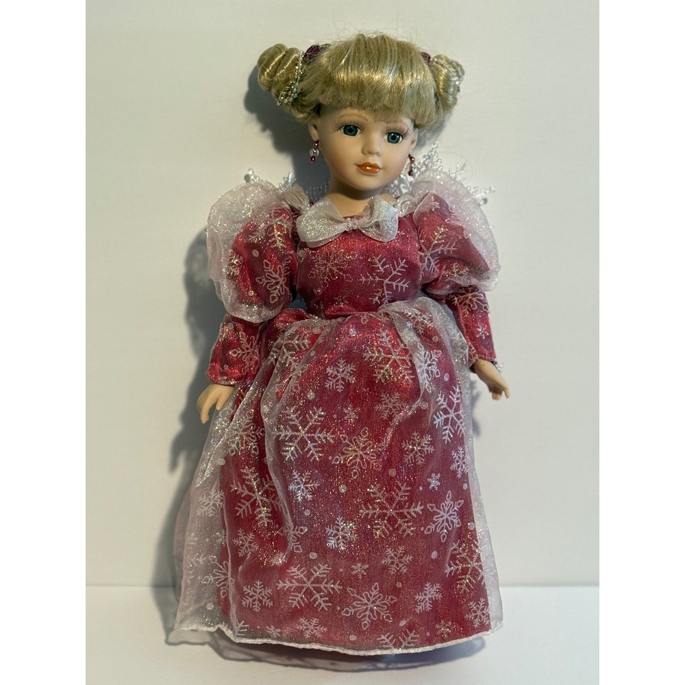 Beautiful Porcelain Doll‎ Winter Princess Snowflake Dress Sparkle Gem Accents